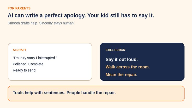 AI can draft the apology. Your kid still has to say it.